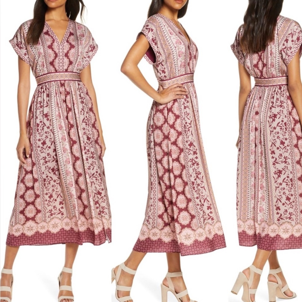 Gal Meets Glam Liza Print Charmeuse Dress